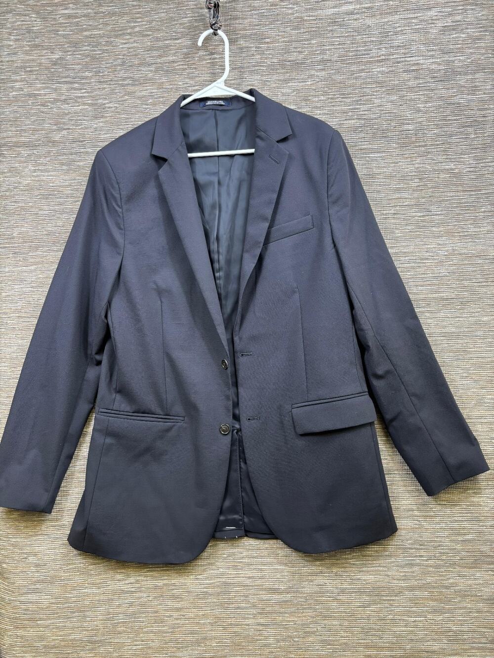 Lands' End Wool Blend Blazer Suit Coat Jacket Mens 42L Blue Two Button Lined